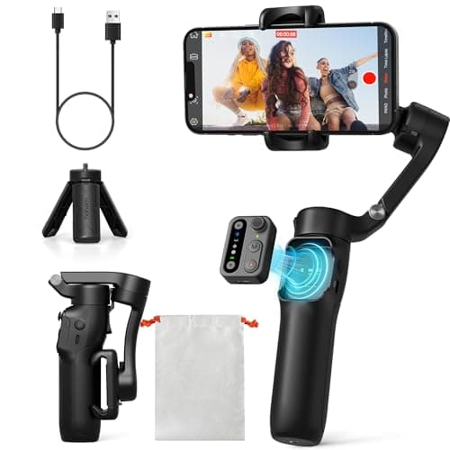 hohem iSteady X3 SE Gimbal Stabilizer for iPhone, Phone Stabilizer with Detachable Remote Control, Portable Foldable 3-Axis Phone Gimbal for Android & iPhone 16 15 Pro Max, Ideal for Travel Vlogging - Image 1