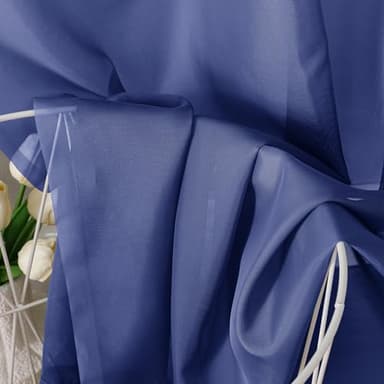 Aiyufeng Royal Blue Sheer Curtains 84 Inches Long 2 Panels Set, Semi Transparent Voile Rod Pocket Blue Sheer Window Drapes for Bedroom Bed Canopy Dining Wedding Party Backdrop, 40W x 84L inch - Image 7