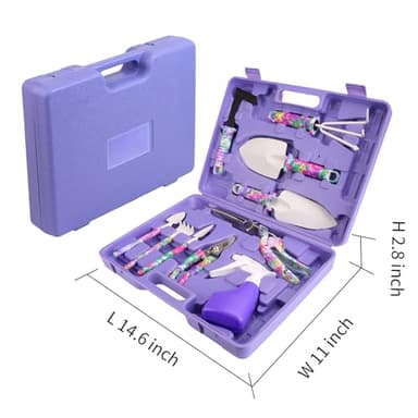 Garden Tools Set, JUMPHIGH 10 Pieces Gardening Tools with Floral Print, Ergonomic Handle Trowel Rake Weeder Pruner Shears Sprayer, Garden Hand Tools with Carrying Case Gardening Gifts for Women Father - Image 6