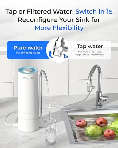 [Ultra Filtration] Waterdrop Water Filter for Sink Faucet, 4000 Gallons Countertop Water Filter System, Filter Life Reminder, 0.01μm Ultra-Filtration System, Reduces 99% Chlorine, WD-CTF-07 (1 Filter) - Image 8