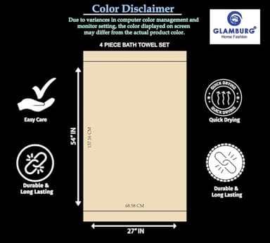 GLAMBURG Premium Cotton 4 Pack Bath Towel Set - 100% Pure Cotton - 4 Bath Towels 27x54 - Ideal for Everyday use - Ultra Soft & Highly Absorbent - Hot Pink - Image 6