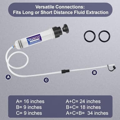 Noawack Fluid Extractor Pump, Manual Oil Extractor for Cars, ATVs & Lawn Mowers - Oil Transfer Pump with Flexible Hoses, Brake/Transmission Fluid Extractor, Oil Change Tools 7 oz (200 ml) - Image 5