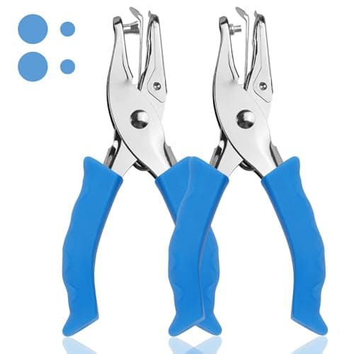 Single Hole Punch, 2 Pcs Hand Hole Puncher with Soft Grip Handle, 1/4" and 1/8" Small Hole Paper Punch for Crafts, Scrapbooks, 6 Sheets Capacity, Tags, Tickets - Blue - Image 1