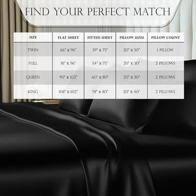 DECOLURE Satin Bed Sheets - 4 Piece Luxury Silky Queen Size Bedding Set - Softer Than Silk, Wrinkle-Free with 15” Deep Pocket Fitted Sheet, Perfect for Hair & Skin, Gifts for Women (Black) - Image 8