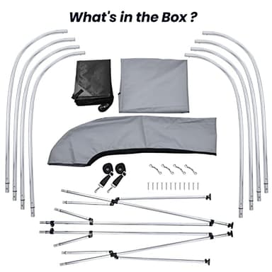 KAKIT 3 4 Bow Bimini Tops with Mesh Sidewalls Support Poles for Boats Marine Grade Canvas Top Includes 2 Straps Storage Boot 1 Inch Aluminum Frame - Image 7