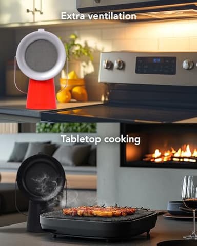 AirHood Portable Range Hood 2 | Corded & Cordless Design (Battery Purchased Separately) | Enhanced Airflow & LED Touch Panel – Perfect for Indoor Cooktops & RV Vents - Midnight Black - Image 7