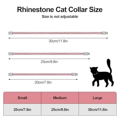 Rhinestone Cat Collar, Sparkly Necklace for Girl Cats, Detachable Diamond Glitter Collar with a Fish Pendant Accessory, Collars Diameter 3.76 inch, for Princess Kitty(Light Pink, 30) - Image 2