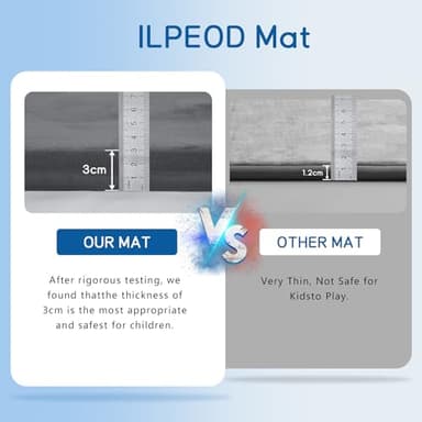 ILPEOD Baby Play Mat for Floor Tummy Time Mat Nursery Rug Muscle Mat Area Rug Playroom Rug Tatami Mat 6'7"x4'11" Memory Foam 1.3" Thick Crawling Mat for Babies,Toddlers, Infants, Kids,Floor Mat(Grey) - Image 6