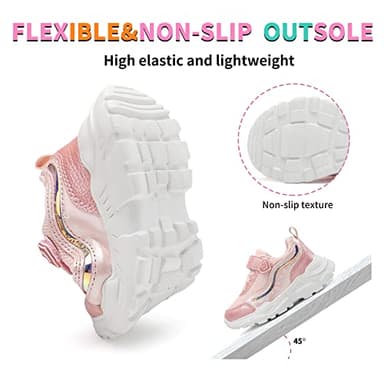 CNFOOTJKY Toddler Girls Light Up Shoes Lightweight LED Flashing Shoes Breathable Mesh Running Sneakers for Little Kids Size 11.5 Candy Pink - Image 4