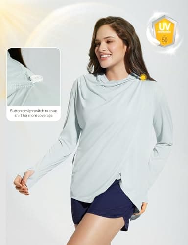 baleaf Women's Long Sleeve UPF 50+ Sun Protection Shirts Lightweight Open Front Cardigan with Pockets Beach Cover Up SPF Sun Wrap with Pockets Grey L - Image 2