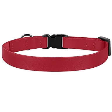 Muromto Leather Cat Collar Breakaway Adjustable Girl Boy Pet Collars for Cats Kitten Black Pink Green Brown Yellow Red White (Red) - Image 8