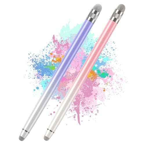 2PCS Stylus Pens for Touch Screens,Stylus Pen for iPhone/iPad/Tablet Android/Microsoft Surface,Compatible with Touch Screens(White Pink/White Purple) - Image 1