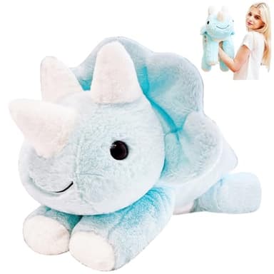 uoozii 24" | 5 Pounds Blue Dinosaur Weighted Stuffed Animals with Unscented Microwavable Heating Pad, Cute Coolable Heatable Weighted Plush Warm Gift for Kids & Adults - Image 1