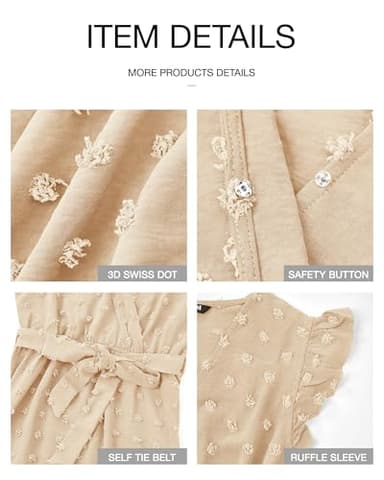 BTFBM Women V Neck Summer Dress 2025 Cap Sleeve Swiss Dot Boho Flowy Ruffle Slit Beach Party Long Maxi Cocktail Dresses(Beige, Small) - Image 6