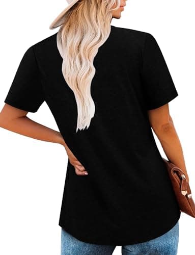 BETTE BOUTIK womens tops crewneck short sleeve blouses for women pleated short sleeve cute tops for women Black 3X-Large - Image 4