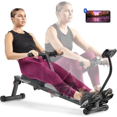 Sunny Health & Fitness Smart Compact Adjustable Rowing Machine, 12 Levels Adjustable Resistance, Complete Body Workout, Connect via Bluetooth with Exclusive SunnyFit App - SF-RW1205SMART - Image 1