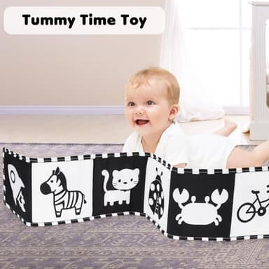 URMYWO Black and White Tummy Time High Contrast Newborn Toys 0-3 Months, Soft Baby Book, Visual Stimulation Montessori Sensory Infant Toys 0-6-12 Months, Shower Gift for Boys Girls - Image 6