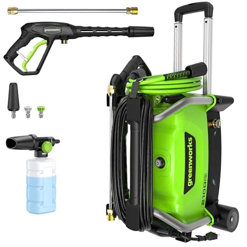 Greenworks 2100 PSI (SGS Certified) 1.2 GPM 13Amp Compact Electric Pressure Washer Telescoping Handle Power Washer for Cars, Driveways, Patios, Patio Furniture & Around Pools - Image 1