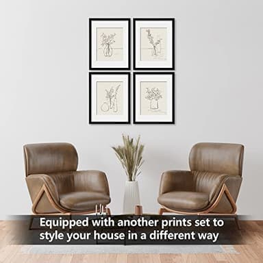 ArtbyHannah Framed Wall Art, 11x14 inch Black Plant Wall Decor with Grey Picture Frames for Dinning Room Living Room Decorations (4 Pack) - Image 6