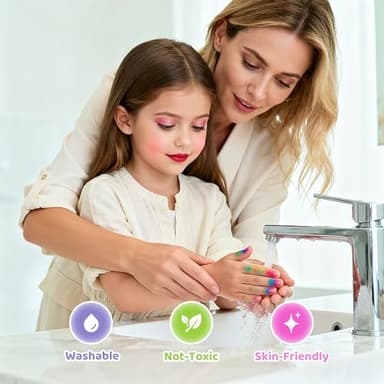 PERRYHOME Kids Makeup Set for Girls, 63 Pcs Washable Non-Toxic Real Cosmetic Toddler Makeup Kit, Unicorn Princess Play Makeup Toys Birthday Gifts, Dress up Time Girl Toys for 3 4 5 6 7 8 9 10 11 12 - Image 6