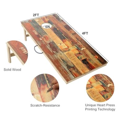 TIANNBU Solid Wood Premium Cornhole Set with Portable Waterproof Unique Pattern Surface Corn Hole Game Boards and Set of 8 Bean Bags for Indoor Outdoor Lawn Backyard Fun - Image 2