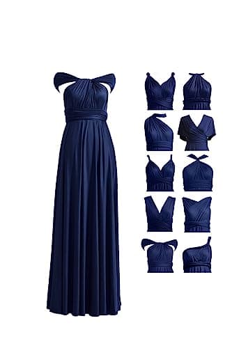 72styles Womens Long Bridesmaid One Shoulder Convertible Wrap Cocktail Maxi Dress Infinity Multi-Way Dress with Bandeau - Image 1