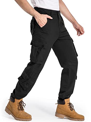 Men's BDU Casual Military Pants, Tactical Wild Army Combat ACU Rip Stop Camo Cargo Work Pants Trousers with 8 Pockets #7533 Black 30 - Image 3