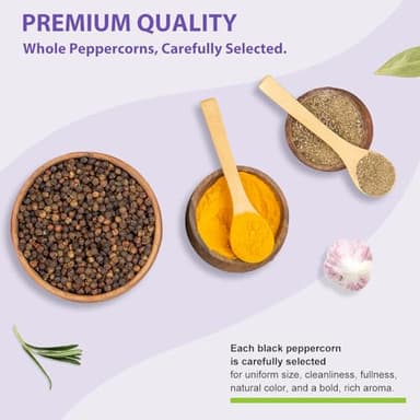 Soeos Whole Black Pepper, 9.5 Ounce (270g), Non-GMO, Kosher Certified, Whole Peppercorn Perfect for Grinder, Black Peppercorns Ideal for Red Meat, Chicken, Fish - Image 5