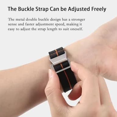 Nizonlaie Elastic Nylon Watch Band French Troops Paratrooper Military Parachute Style 18mm 20mm 22mm Hook-and-Loop Premium Striped Fabric Nylon Replacement Watch Strap for Men Women - Image 4