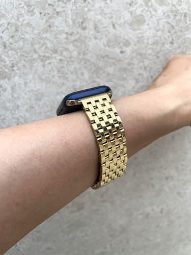 Seven-link Watch Bands for Apple Watch 10,Se,9,8,7,6,5,4,3,2,1 for Women, Dressy Stainless Steel Metal Band for Apple Watch 40mm 41mm 42mm 38mm for iWatch, 14K Light Gold - Image 4