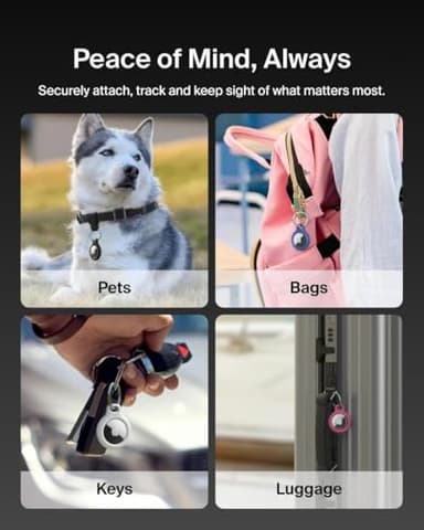 Belkin Apple AirTag Secure Holder with Key Ring - Durable Scratch Resistant Case With Open Face & Raised Edges - Protective AirTag Keychain Accessory For Keys, Pets, Luggage, Backpacks & More - White - Image 3