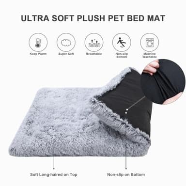 Vonabem Large Dog Bed Crate Pad 36 inch, Washable Pet Beds Medium Small Sized Dogs, Deluxe Plush Anti-Slip Puppy Mats for Sleeping, Soft Kennel Pads 35 * 23 inch Grey - Image 4