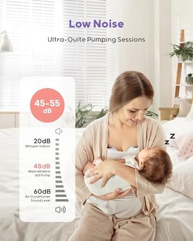 Nuliie Hands-Free Breast Pump, Wearable Breastfeeding Pump 4 Modes 9 Levels with 18/21/24MM Flange, Electric Breast Pump Portable, Replaced Pumping Accessories Included (2 Packs, WhiteSmoke) - Image 5