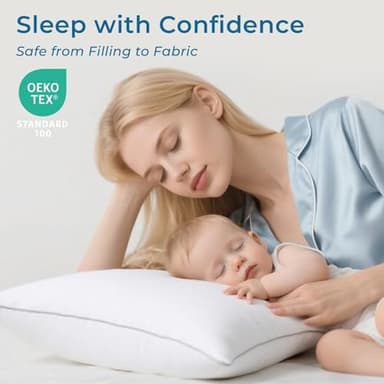 Sasttie Pillows Queen Size Set of 2, Bed Pillows for Side, Back, and Stomach Sleepers - Oeko-Tex Certified Down Alternative Plump Filling - Hotel Quality and Machine Washable, 2 Pack - Image 2