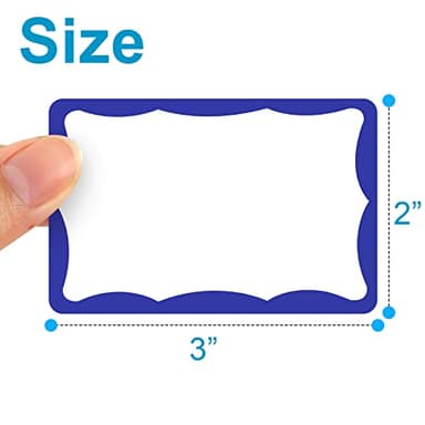 390Pcs Name Tags, 3in x 2in Name Tag Stickers, Name Tags Sticker for School Office Home(White with Blue Border) - Image 2