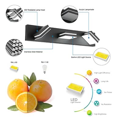 SineRise LED Modern Bathroom Vanity Light Fixtures (3-Light, 24-Inch), Matte Black Modern Acrylic Bathroom Wall Lighting Fixtures Over Mirror (Cool White 6000K) - Image 2