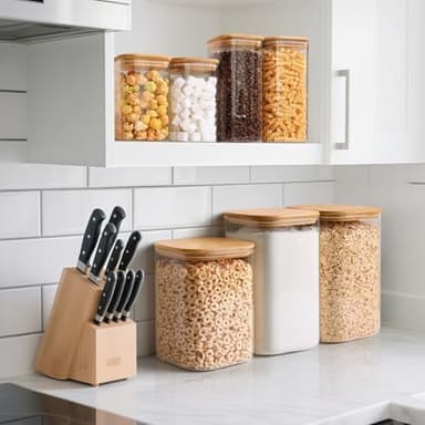 ComSaf 3.6Qt Glass Food Storage Containers, Cereal Storage Containers with Airtight Lids, Large Square Glass Jars with Bamboo Lids, for Rice, Pasta, Oats, Grains, Coffee Beans - Image 4
