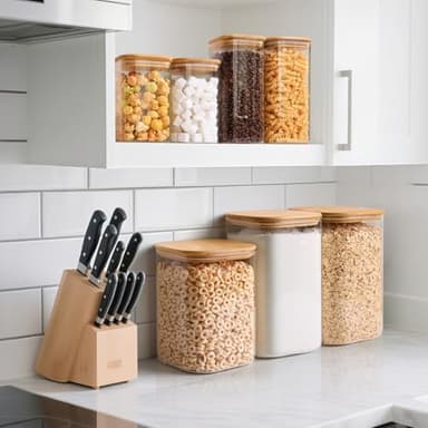 ComSaf 1.2 Gallon Wide Mouth Flour Sugar Storage Containers 2 Pcs, 4.6 Qt Glass Storage Containers with Lids, Large Pantry Glass Jar with Lid, Big Jars for Rice, Flour, Sugar, Cereal, Cookie, Coffee - Image 6