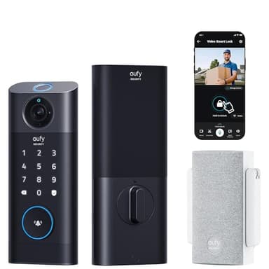 eufy Security Video Smart Lock S330, 3-in-1 Camera+Doorbell+Fingerprint Keyless Entry Door Lock, Smart Wi-Fi Deadbolt for Front Door, App Remote Control, SD Card Required, Chime Included - Image 1