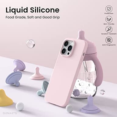 ORNARTO Compatible with iPhone 14 Pro Max Case 6.7, Slim Liquid Silicone 3 Layers Full Covered Soft Gel Rubber Phone Case Protective Cover with Microfiber Lining 6.7 inch-Chalk Pink - Image 3