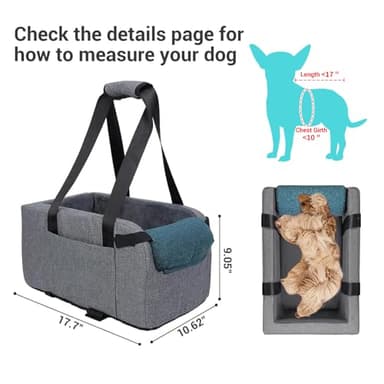 Urijk Dog Car Seat, Dog Booster Seat for Small Dogs, Center Console Dog Seat for Travel Car Ride and Market Shopping, Washing Machine (Gray) - Image 2