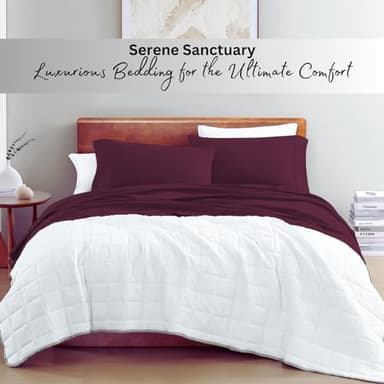 LANE LINEN Sustainably Produced 100% Organic Cotton Twin Bed Sheet Set, Soft & Breathable Naturally Cool Temperature Regulating Twin Sheet Set, Low Pilling Fade Resistant Bed Sheets- Windsor Wine - Image 8