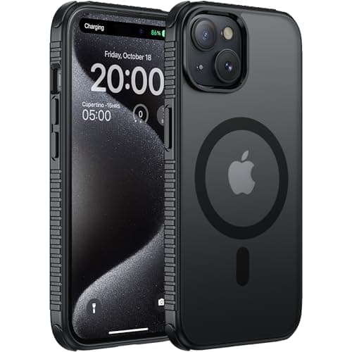 SUCGLES for iPhone 15 Case with MagSafe [Ultra Strong Magnetic] [12FT Military Drop Protection] [Soft Non-Slip Grip] Translucent Matte Slim Thin Phone Cover 6.1" for Apple iPhone15, Black - Image 1