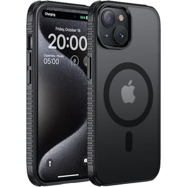SUCGLES for iPhone 15 Case with MagSafe [Ultra Strong Magnetic] [12FT Military Drop Protection] [Soft Non-Slip Grip] Translucent Matte Slim Thin Phone Cover 6.1" for Apple iPhone15, Black - Image 1