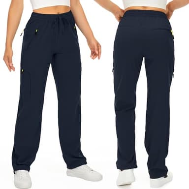 Women's Hiking Pants Quick Dry UPF 50 Travel Golf Pants Lightweight Camping Work Cargo Pants Zipper Pockets,6608,Blue,S - Image 2