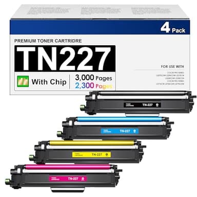 TN227 High Yield Toner Cartridge 4 Pack -Replacement for Brother TN227BK/C/M/Y High Yeild TN223 to use with HL-L3270CDW HL-L3230CDW HL-L3210CW HL-L3290CDW MFC-L3710CDW(4 Pack) - Image 1