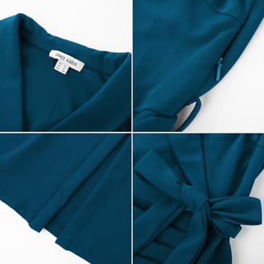 GRACE KARIN Women's Sleeveless Bodycon Dress 2024 Summer Ruched Wrap Midi Dresses Peacock Blue 06 - Image 2