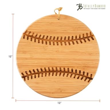 Totally Bamboo Baseball Shaped Bamboo Wood Cutting Board and Charcuterie Board, Great Gift for Baseball Fans - Image 6