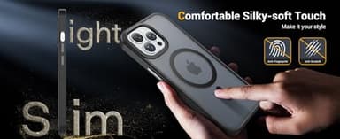 Temdan for iPhone 13 Pro Case [Compatible with MagSafe] [Military-Grade Drop Protection] [Anti-Fingerprint] [Anti-Scratch] Slim Silky-Soft Touch Translucent Matte Case 6.1 inch, Black - Image 5