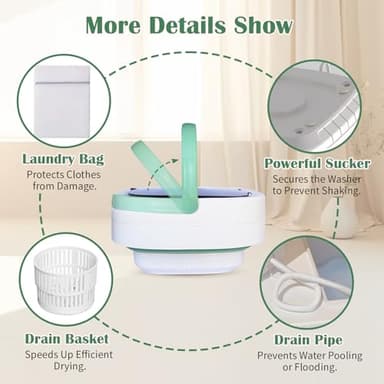 Coziva 15L Large-Capacity Portable Washing Machine, One-Touch Operated Portable Washer for Baby Clothes and Small Items, Quiet and Noise-Free Design Mini Washing Machine for Apartments - Image 6